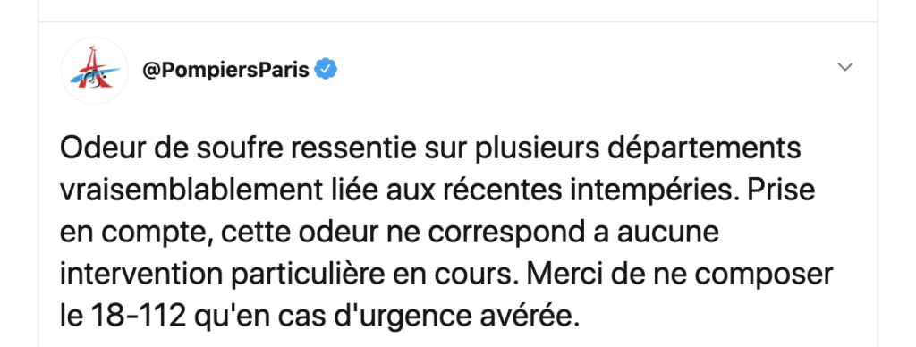 Déclaration des pompiers de Paris // Source : Twitter Déclaration des pompiers de Paris // Source : Twitter