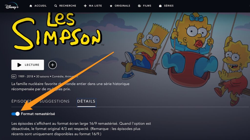 Page d'accueil des Simpson sur Disney+ // Source : Capture d'écran