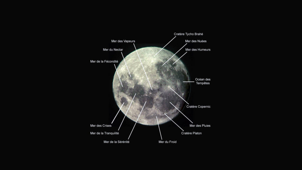 Carte simplifiée de la Lune. // Source : Wikimedia/CC/Tos (photo recadrée)