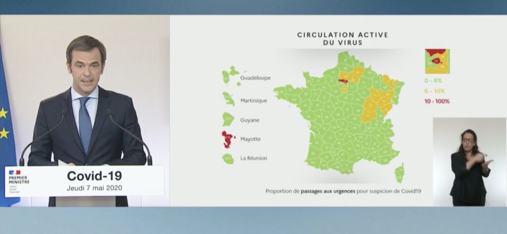 Carte de circulation du coronavirus au 7 mai. // Source : Gouvernement