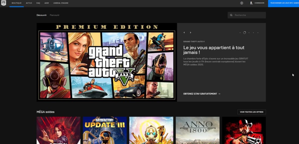 GTA V gratuit sur l'Epic Games Store // Source : Capture d'écran