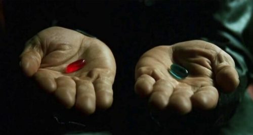 Les deux pilules dans Matrix // Source : Matrix
