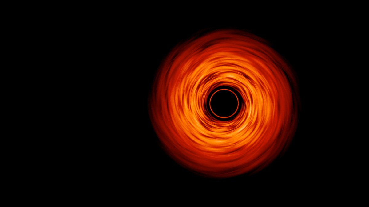 Visualisation d'un trou noir. // Source : NASA’s Goddard Space Flight Center/Jeremy Schnittman (photo recadrée et modifiée)