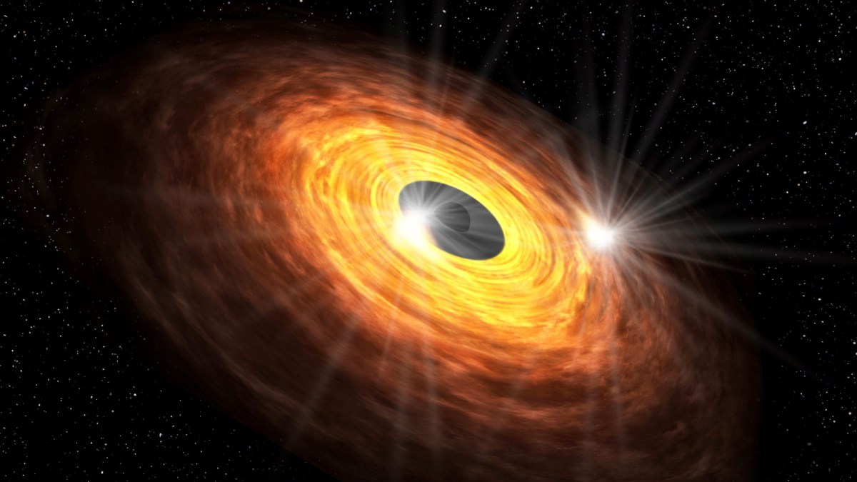 Vue d'artiste de Sagittarius A* et de son disque d'accrétion. // Source : Keio University (photo recadrée)