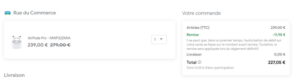 AirPods Pro code promo acheter sur google bon prix