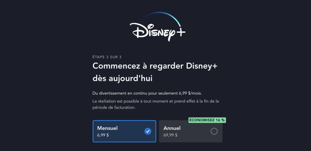 Disney+ aux USA a aussi perdu sa période d'essai // Source : Capture d'écran Numerama Disney+ aux USA a aussi perdu sa période d'essai // Source : Capture d'écran Numerama