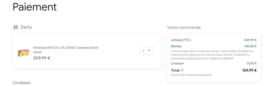 code promo NIntendo Switch lite jaune via Achetr sur google code promo NIntendo Switch lite jaune via Achetr sur google