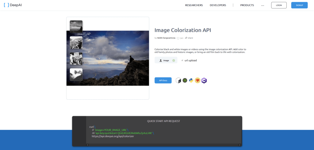 DeepAI Image Colorization