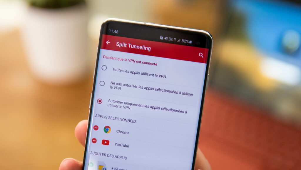 Le split tunneling permet de circonscrire la connexion VPN a des applications précises.