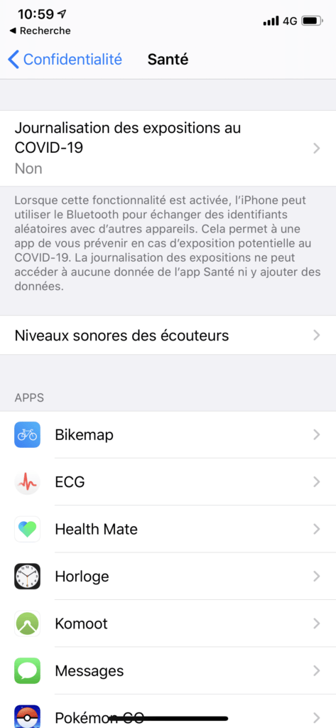 L'option Covid-19 correspond aux outils Google/Apple que StopCovid n'utilise pas. En plus, elle est facultative. // Source : Capture d'écran Numerama