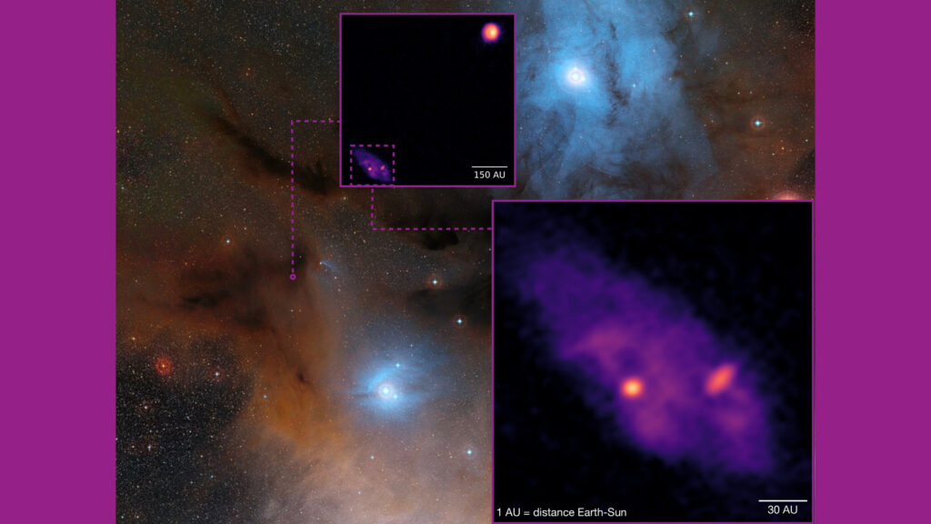 Le système IRAS 16293-2422. // Source : MPE; background: ESO/Digitized Sky Survey 2; Davide De Martin)