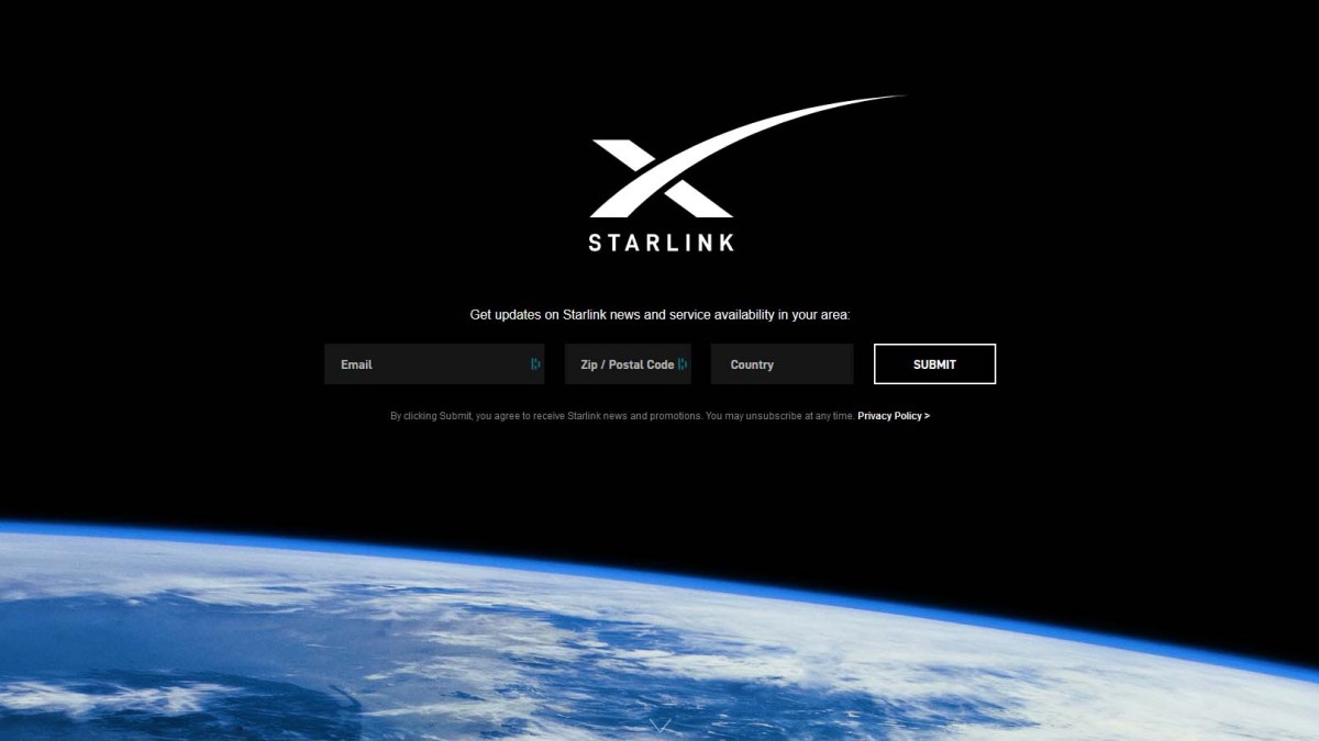 Le formulaire d'inscription mis en ligne sur le site de Starlink.