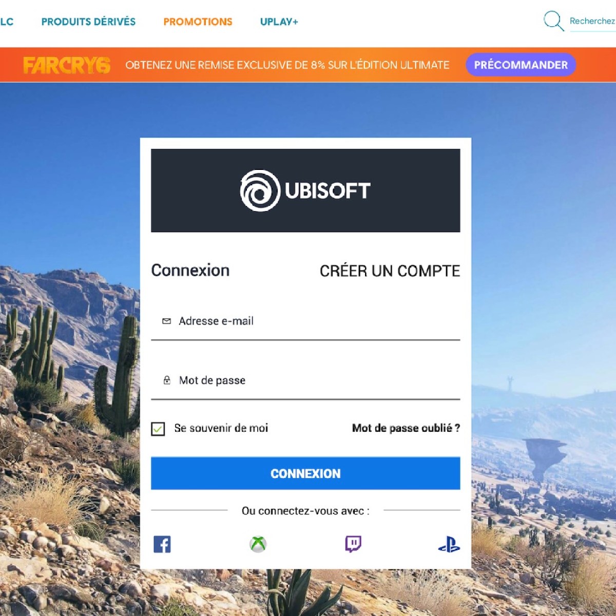 Le store d'Ubisoft ne prend pas en compte la double authentification. // Source : Capture d'écran du store d'Ubisoft le 29 juillet 2020