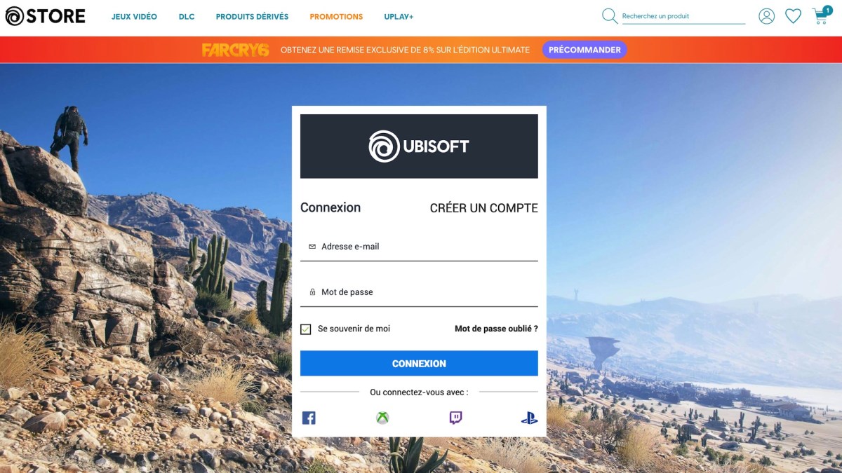 Le store d'Ubisoft ne prend pas en compte la double authentification. // Source : Capture d'écran du store d'Ubisoft le 29 juillet 2020