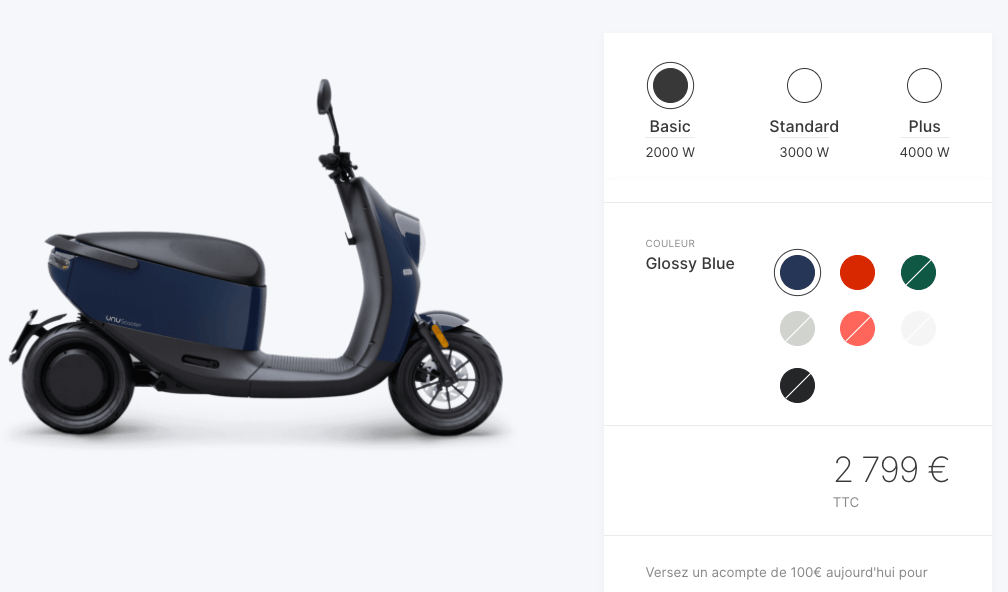 Le nouveau scooter Unu va entrer en production (capture juillet 2020) // Source : Unu Motors