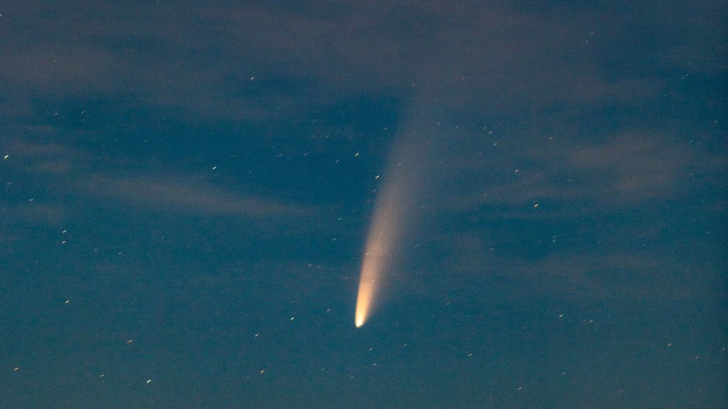 La comète C/2020 F3 (NEOWISE). // Source : Flickr/CC/Northern Lights Graffiti (photo recadrée)