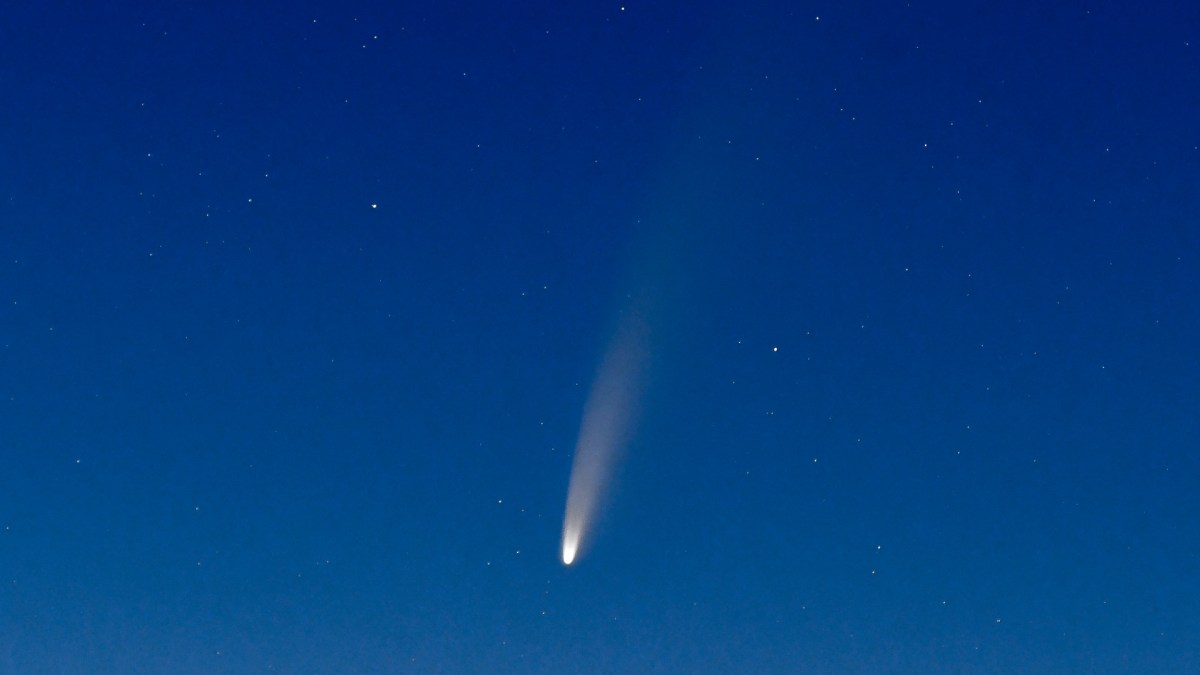 La comète C/2020 F3 (NEOWISE). // Source : Flickr/CC/Jürgen Mangelsdorf (photo recadrée)