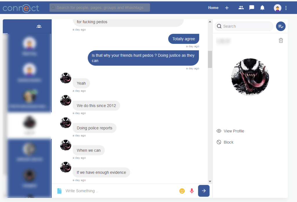 Sur Connect, nous avons pu discuter avec un chasseur de pédophiles // Source : Capture d'écran Numerama Sur Connect, nous avons pu discuter avec un chasseur de pédophiles // Source : Capture d'écran Numerama