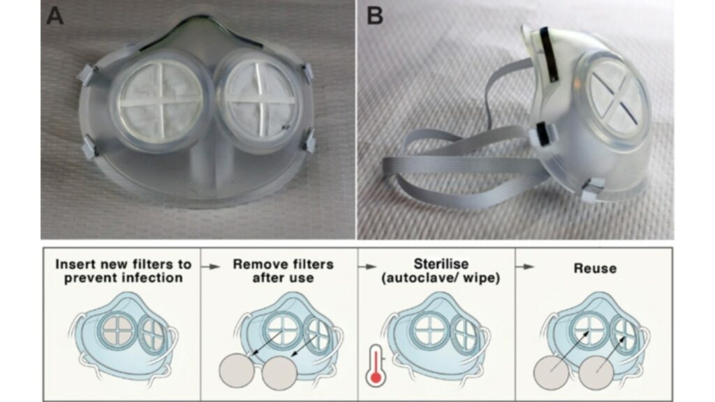 Ce prototype de masque N95 permet de changer le filtre, de stériliser le reste, sans changer de masque à chaque nouvelle utilisation. // Source : MIT