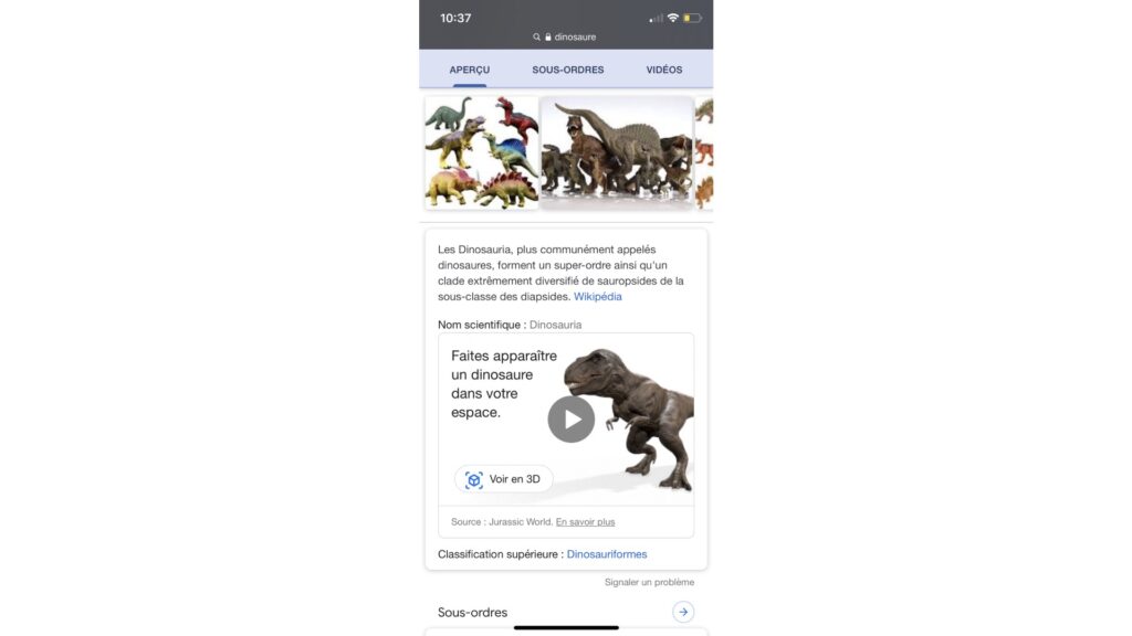 Tutoriel pour faire apparaître un dinosaure en AR via Google // Source : Maxime Claudel pour Numerama Tutoriel pour faire apparaître un dinosaure en AR via Google // Source : Maxime Claudel pour Numerama