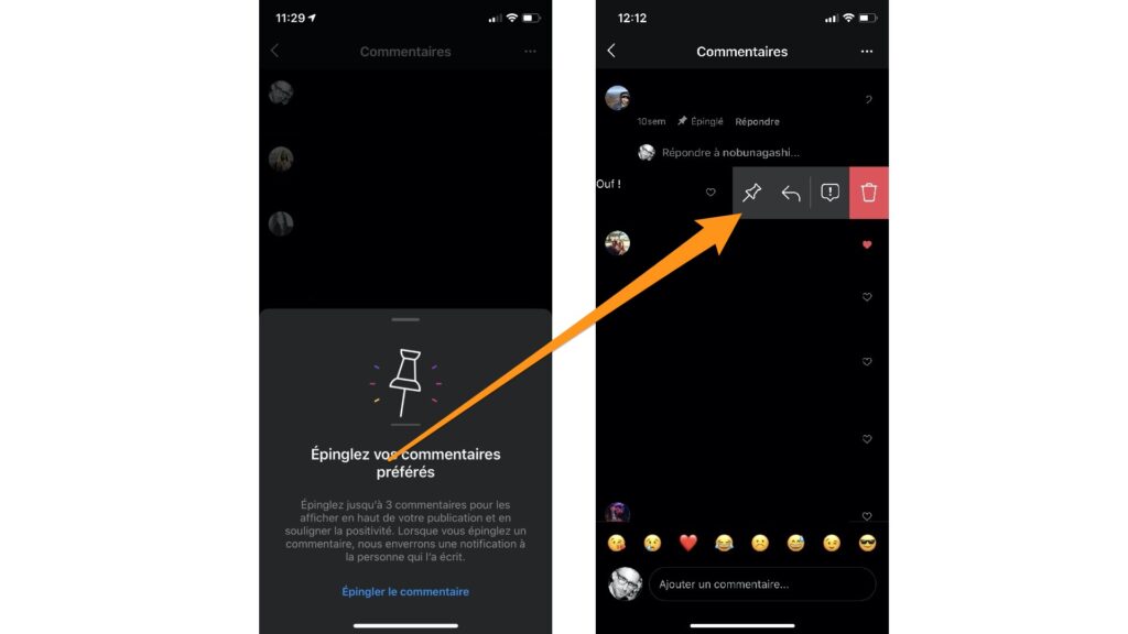 Épingler un commentaire sur Instagram // Source : Maxime Claudel pour Numerama Épingler un commentaire sur Instagram // Source : Maxime Claudel pour Numerama