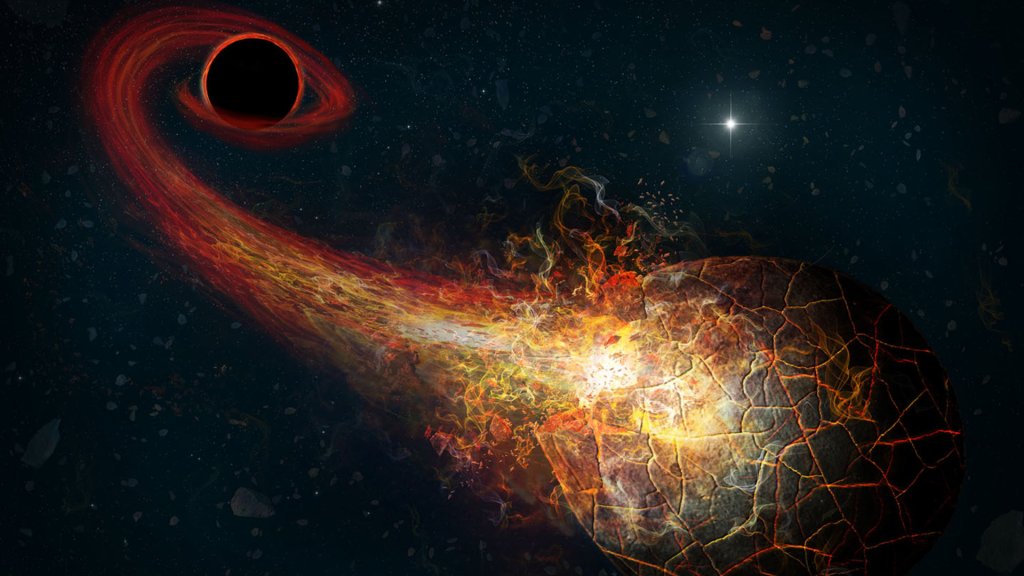 Vue d'artiste d'un trou noir hypothétique, la Planète Neuf. // Source : M. Weiss (photo recadrée)