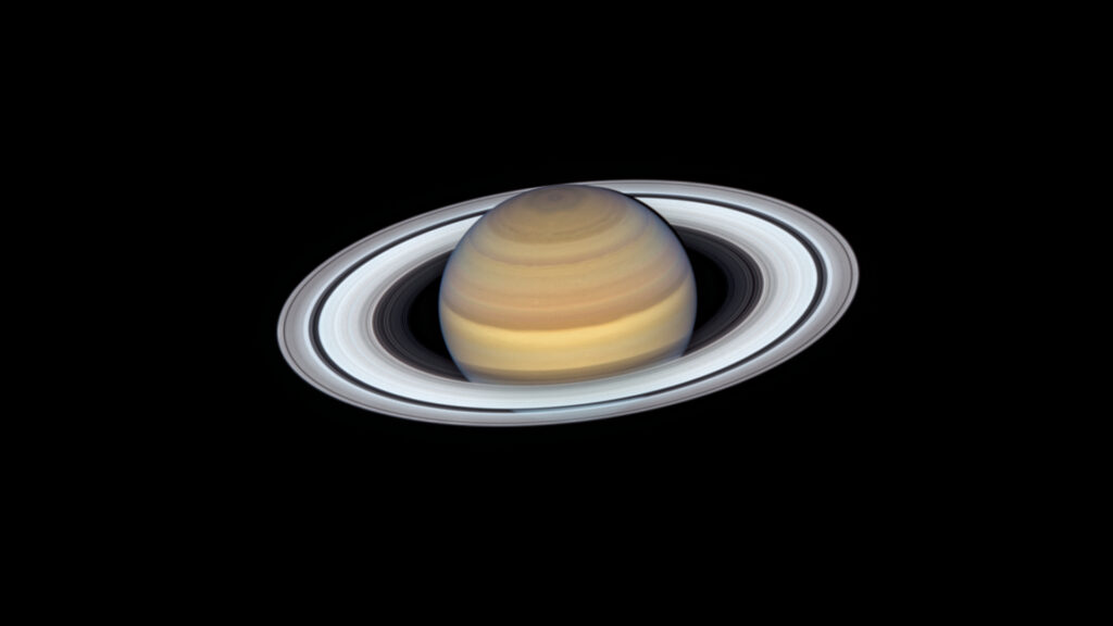 Saturne observée par Hubble, en 2019. // Source : NASA, ESA, A. Simon (GSFC), M.H. Wong (University of California, Berkeley), and the OPAL Team
