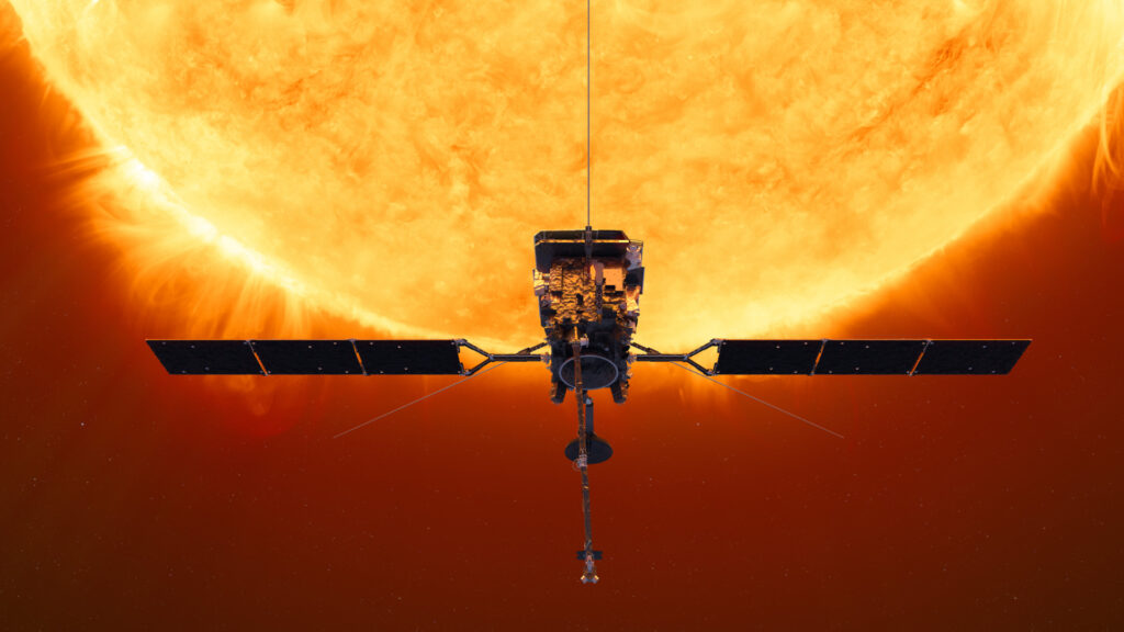 Vue d'artiste de Solar Orbiter. // Source : ESA/ATG medialab (photo recadrée)