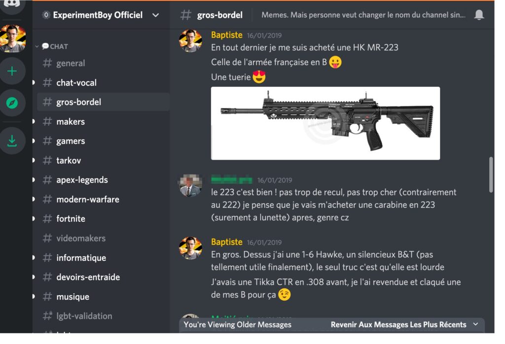 Capture d'écran du Discord d'ExperimentBoy // Source : Capture d'écran Numerama Capture d'écran du Discord d'ExperimentBoy // Source : Capture d'écran Numerama