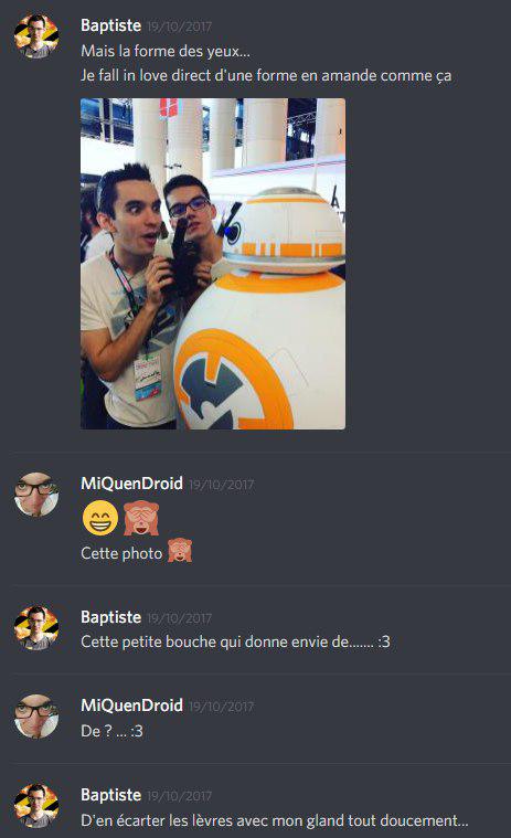 Capture d'écran d'un échange Discord en 2017 entre ExperimentBoy et Quentin