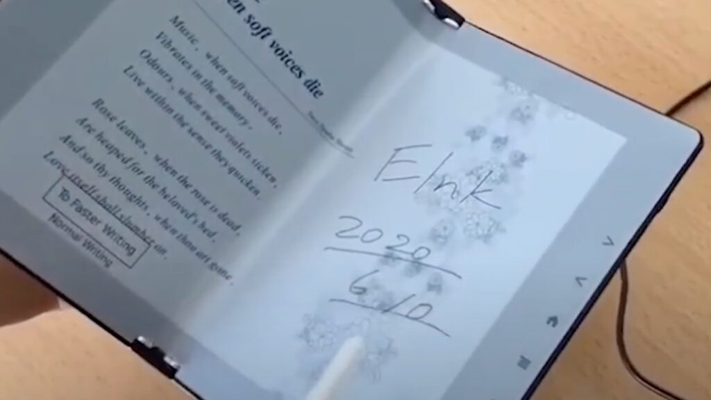 Prototype de e-reader pliable par E INK // Source : YouTube Good eReader