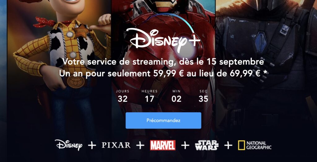 Les précommandes sont ouvertes pour Disney+ en Belgique // Source : Capture Numerama