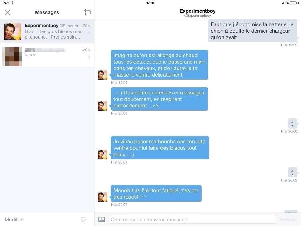 Un échange qui aurait eu lieu en 2014 entre ExperimentBoy et Louis Un échange qui aurait eu lieu en 2014 entre ExperimentBoy et Louis