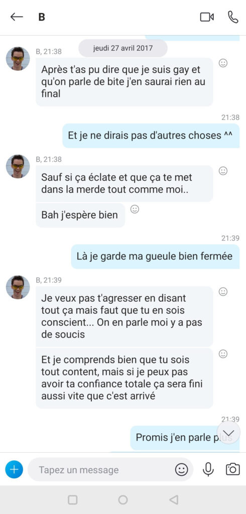 Conversation Skype entre Baptiste M-D. et Quentin // Source : Capture d'écran Numerama
