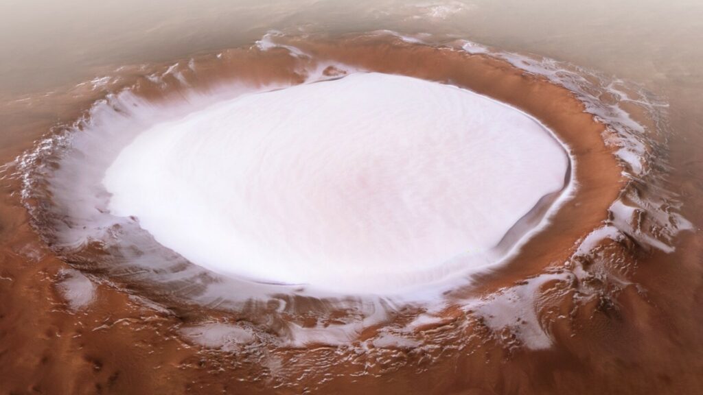 De l'eau glacée sur Mars // Source : Agence spatiale européenne De l'eau glacée sur Mars // Source : Agence spatiale européenne