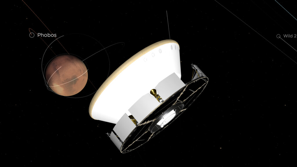 La sonde s'approche de Mars, le 18 février 2021 vers 16h. // Source :  Capture d’écran Eyes on the Solar System
