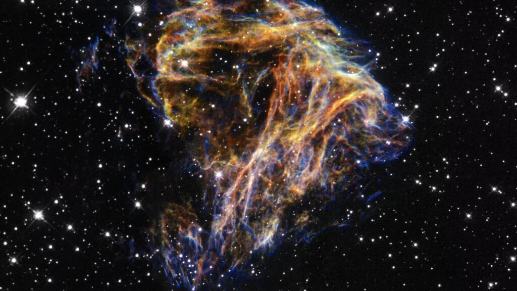 Les restes d'une supernova. // Source : Wikimedia/CC/NASA/ESA and The Hubble Heritage Team (STScI/AURA) (photo recadrée) Les restes d'une supernova. // Source : Wikimedia/CC/NASA/ESA and The Hubble Heritage Team (STScI/AURA) (photo recadrée)