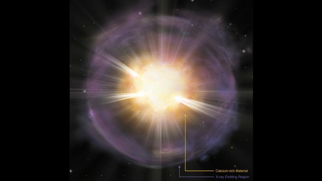 Ces supernovas produisent du calcium en raison d'une couche de gaz autour de l'étoile, ce qui génère une fusion nucléaire particulière au moment de l'explosion. // Source : Aaron M. Geller
