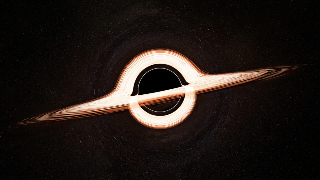Représentation d'un trou noir. // Source : Via Flickr, Yuri Samoilov (image recadrée)