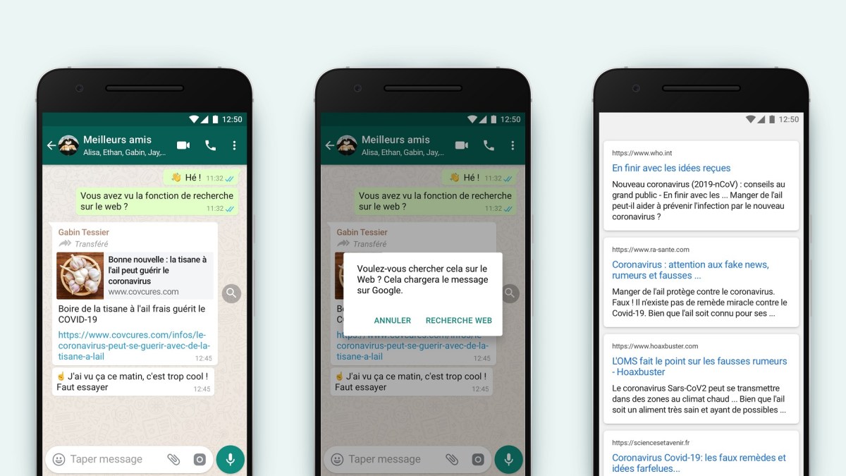 WhatsApp recherche désinformation // Source : WhatsApp