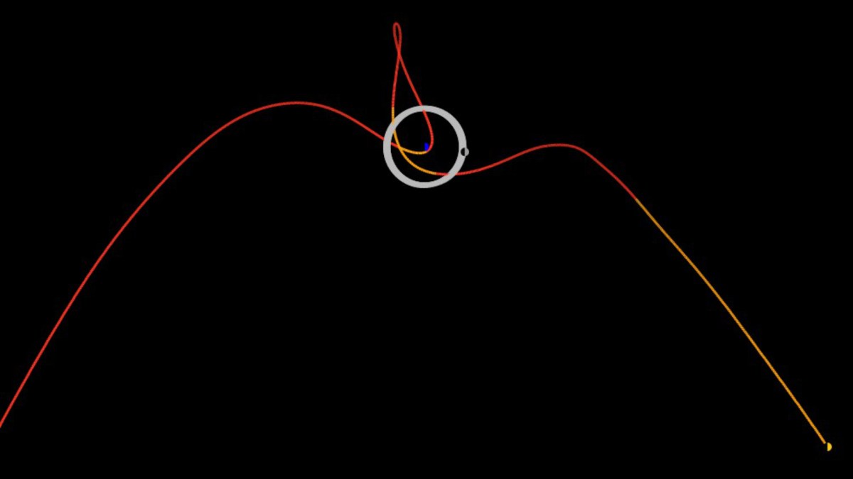 Trajectoire de l'astéroïde 2020 SO. // Source : Wikimedia/CC/Tony873004