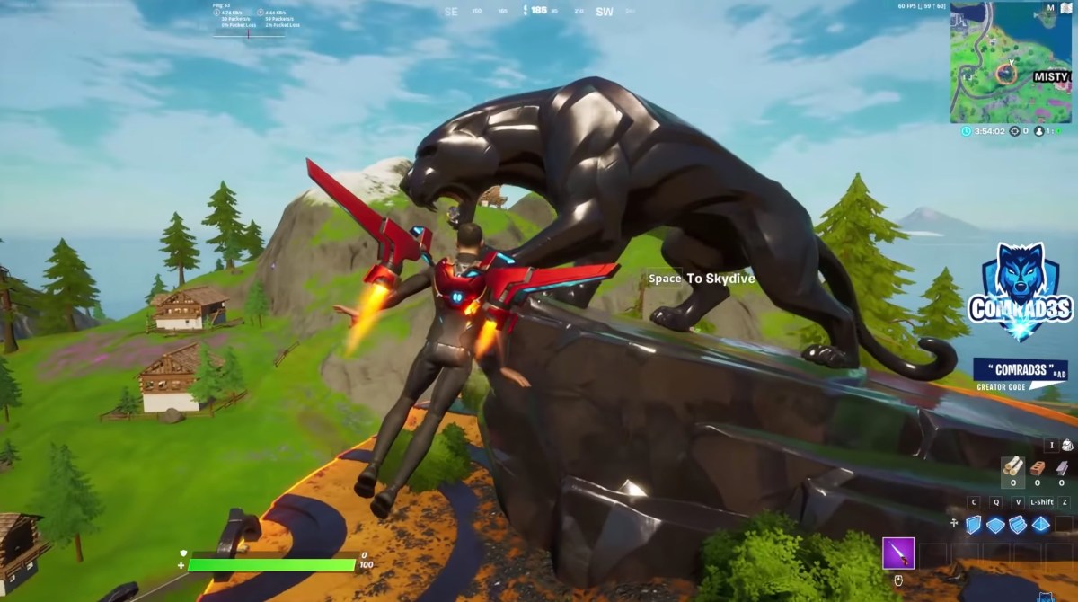 La statue Black Panther dans Fortnite // Source : YouTube/ Comrad3s