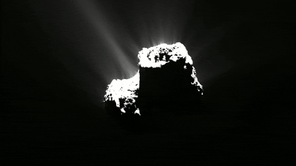 La comète Tchouri observée par Rosetta en 2014. // Source : ESA/Rosetta/NAVCAM