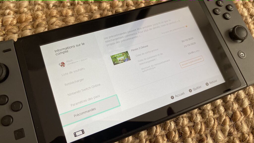 Annulation précommande d'un jeu eShop sur Nintendo Switch // Source : Maxime Claudel pour Numerama