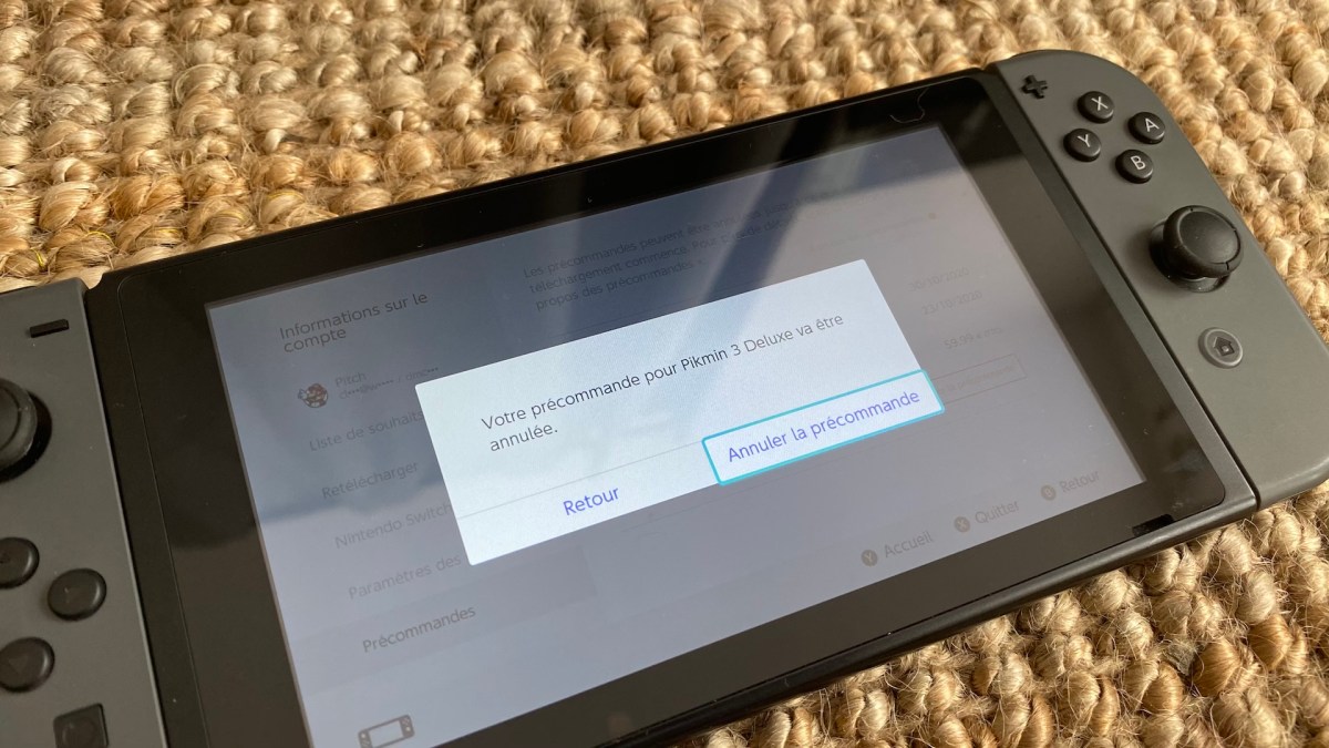 Annulation précommande d'un jeu eShop sur Nintendo Switch // Source : Maxime Claudel pour Numerama