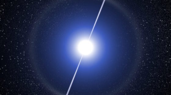 Représentation d'un pulsar. // Source : Wikimedia/CC/Elmi1966 (photo recadrée)