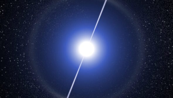 Représentation d'un pulsar. // Source : Wikimedia/CC/Elmi1966 (photo recadrée)