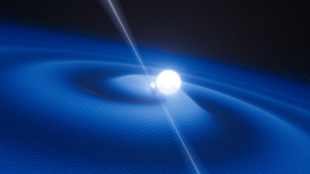 Vue d'artiste d'un pulsar. // Source : ESO/L. Calçada (photo recadrée)