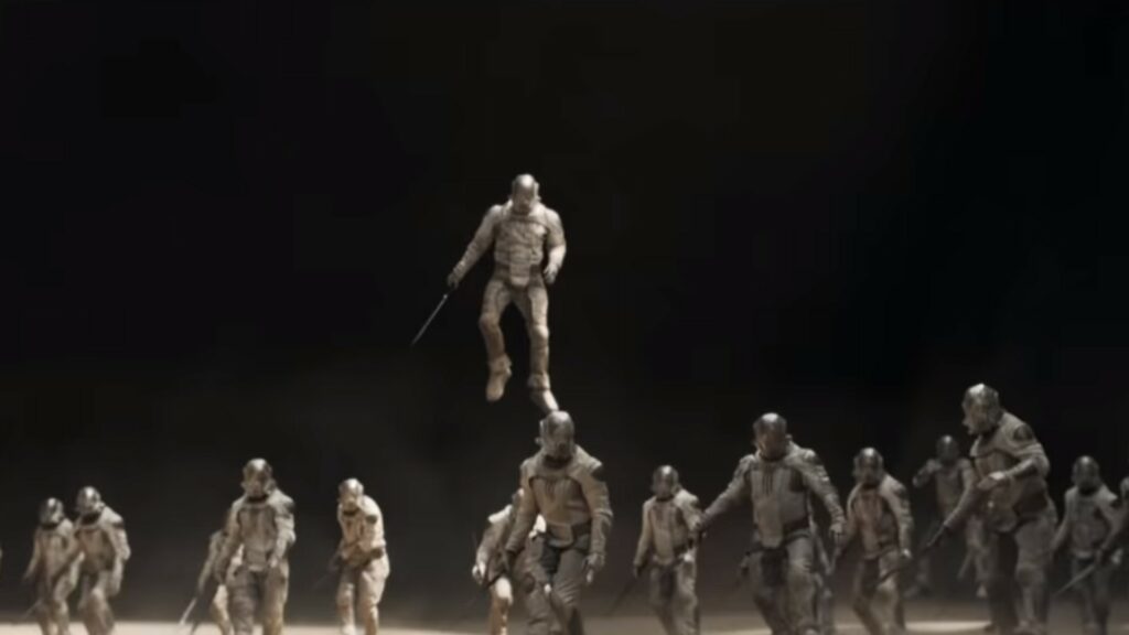 Extrait d'une scène de combat qui s'annonce, dans le trailer de Dune. // Source : Warner