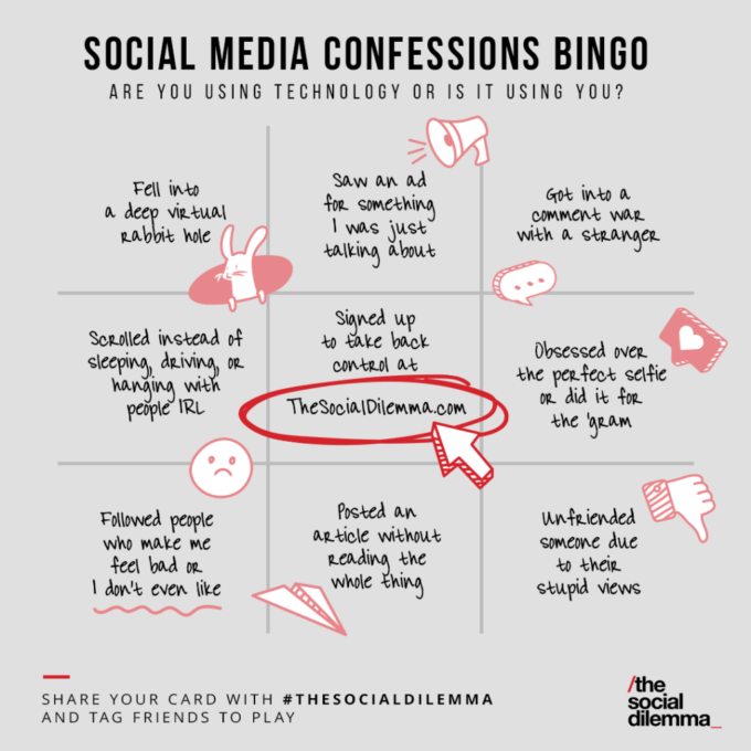 Le bingo de The Social Dilemma Le bingo de The Social Dilemma